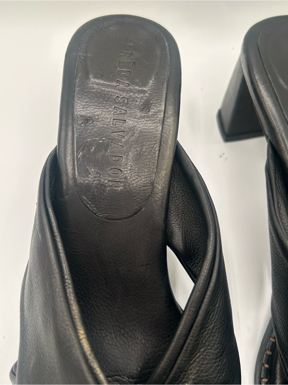 Freda Salvador Heeled Leather Slides View 3